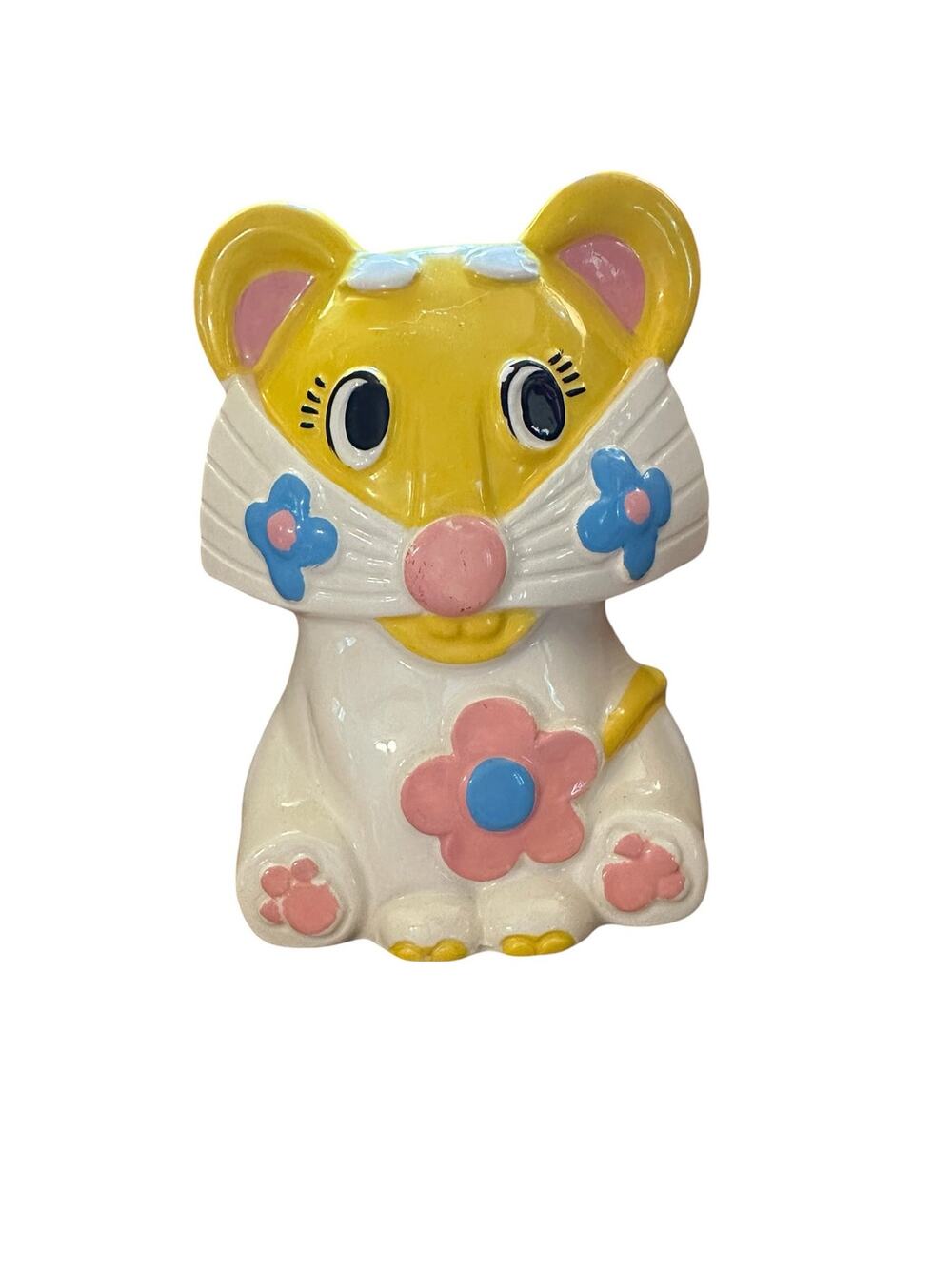 Vintage 1971 Rubens Originals Japan Ceramic Flower Pot Planter Mouse Cat Retro